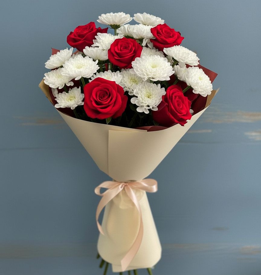 Букет цветов из: Розы и Хризантемы в Большое Новосурино