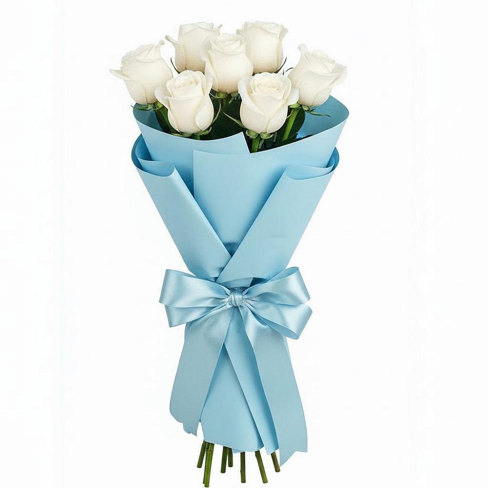 Букет 7 белых роз Проуд в Большое Новосурино