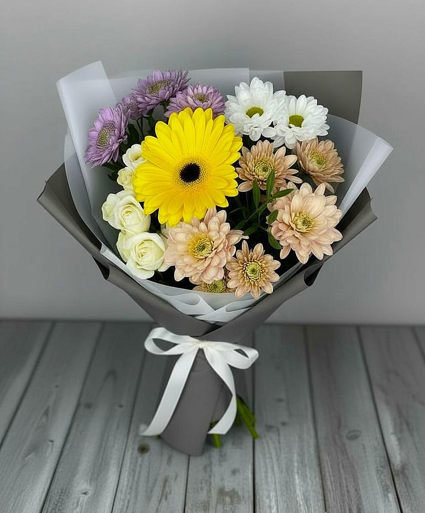 Букет цветов из: Розы, Герберы и Хризантемы в Большое Новосурино