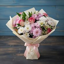 Букет цветов из:  Хризантемы, Альстромерии и Розы #REPLACE_PRED# Большое Новосурино