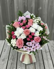 Букет цветов из:  Альстромерии, Гвоздики, Розы и Хризантемы в Большое Новосурино