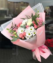 Букет цветов из:  Розы, Лизиантусы и Хризантемы в Большое Новосурино
