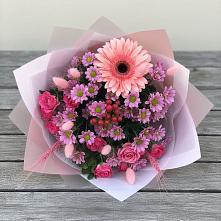 Букет цветов из:  Розы, Герберы и Хризантемы в Большое Новосурино