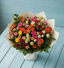 Букет Микс из разноцветных кустовых роз в Большое Новосурино
