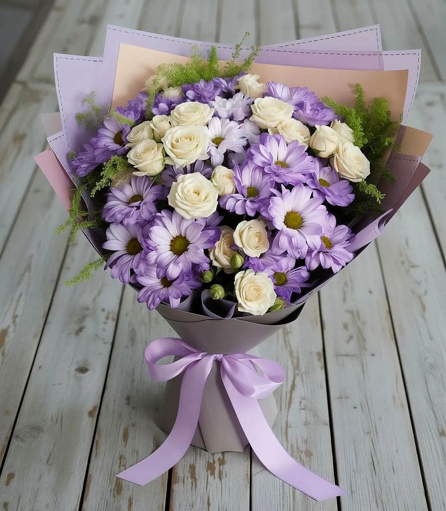 Букет цветов из: Хризантемы и Розы в Большое Новосурино
